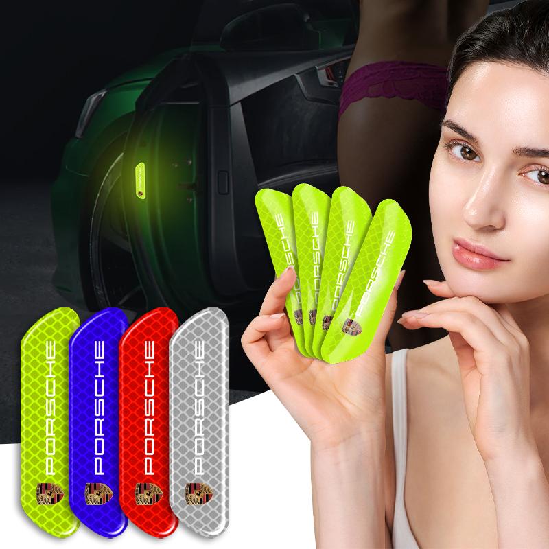 4PCS/set Car Reflective Strips Warning Stickers Car Styling For Porsche Boxster Cayenne Panamera Macan Cayman 911 918 996 917 991