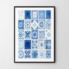 Poster blaue Kacheln
