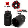 5PCS 1/2-Inch Drive Deep Spindle Axle Nut Impact Socket Set,6 Point SAE, CR-MO, Heavy Duty Impact Socket Set with Portable Case