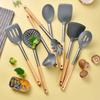 Silicone Kitchen Utensils Spatula Shovel Soup Spoon Cooking Tool Non-Stick Wood Handle Kitchen Gadgets Beaters Kitchenware