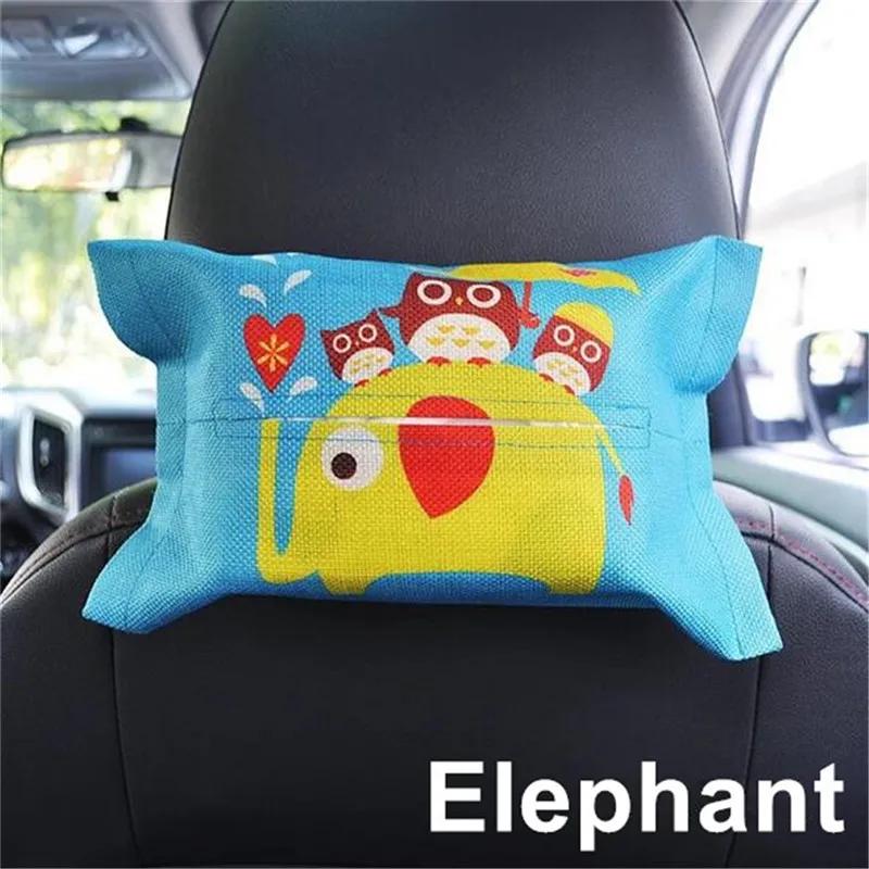 Cartoon Car Tissue Box Cover Auto Seat Back Hanging Storage Holder Tissue Box Container Car Visor Towel Napkin Papers Bag Holder