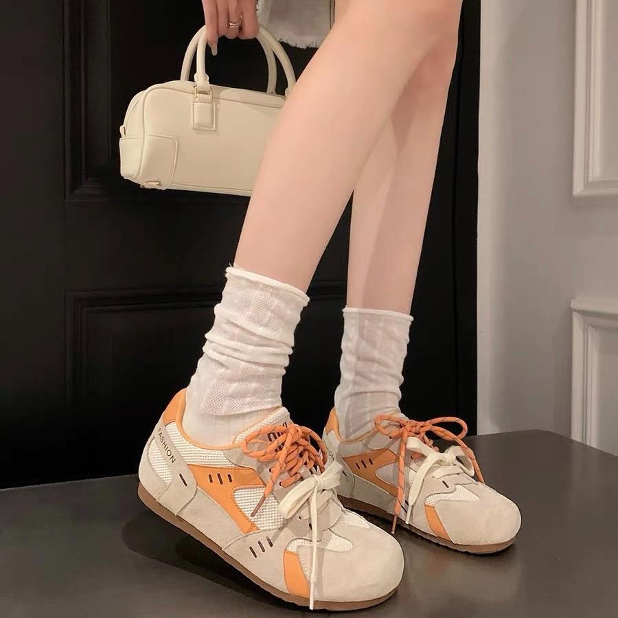 Lightweight soft sole~ leather ugly cute German training shoes women's 2024 winter new two-color shoelaces platform casual Forrest Gump shoes