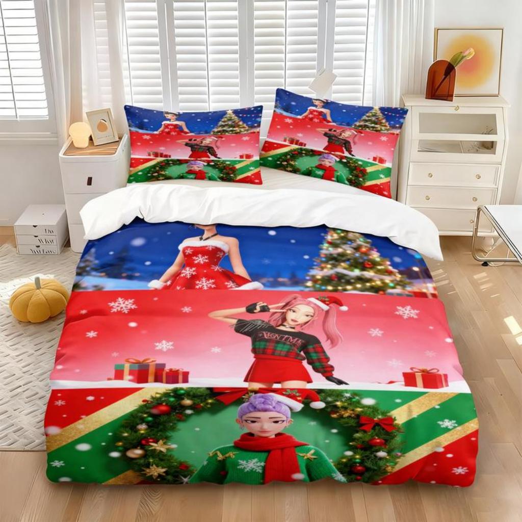 Set Biancheria da Letto KPop D-Demon Hunters Singolo Set Biancheria da Letto Costume di Halloween - Set Copripiumino Trapunta Copripiumino Federe 2-3 Pezzi