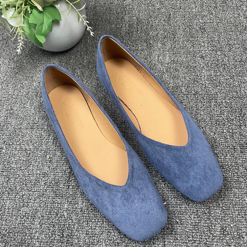 Fashion Flat Shoes for Women 2025 Spring Autumn Solid Square Toe Black Women's Shoes Large Size 43-44 Small Size 31-32 Ladies Shoes