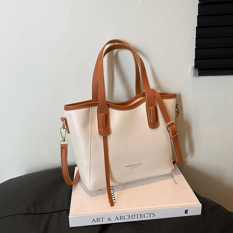 2025 Commuter Foreign Style Women's Handbag Texture New Fashion Contrasting Colors Versatile Commuter Tote Bag Large Capacity Tide