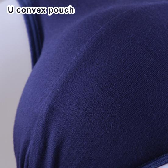 Men Briefs Mid-rise Elastic Waist Mesh Stitching Ice Silk Panties Breathable Solid Color U-Convex Underwear Daily Wear