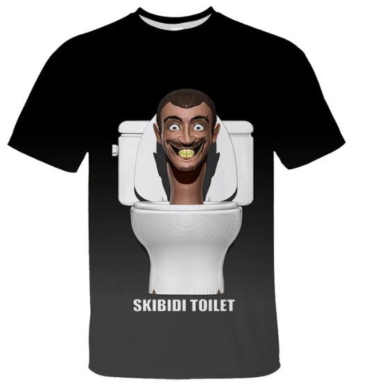 Skibidi 3D Printed Fun T-shirt for Boys, Cartoon Camera Print, Short-Sleeve Streetwear