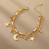 A Star-moon Square Chain Double-layer Bracelet Without Gift Box