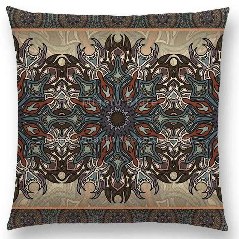 Boho Colorful Flowers Abstract Ethnic Floral Pillow Case Mandalas Pattern Design Vintage Patchwork Retro Cushion Cover