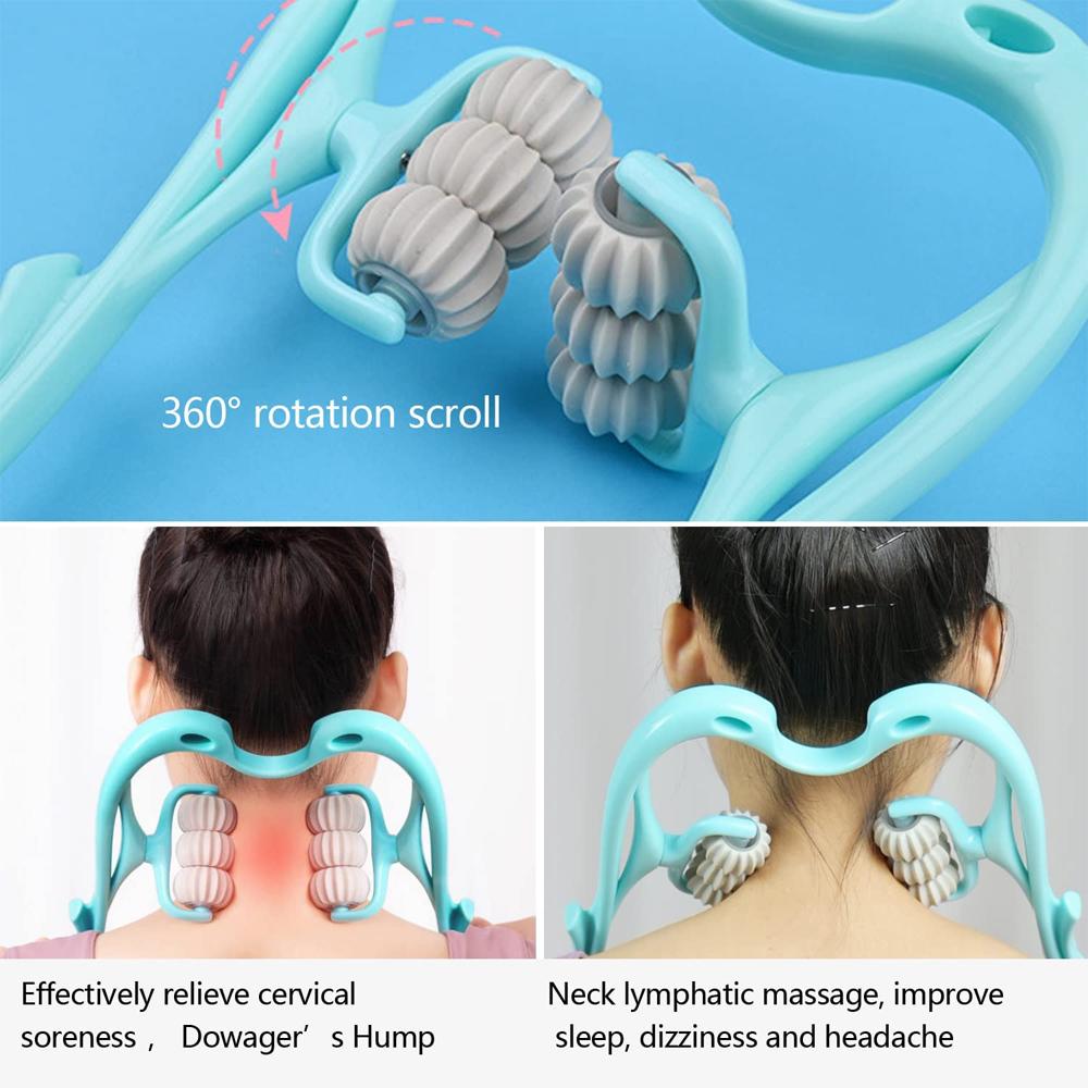 1Pcs Cervical Massager Clip Neck Massage Six Wheel Neck Kneading Massager Manual Multifunctional Home