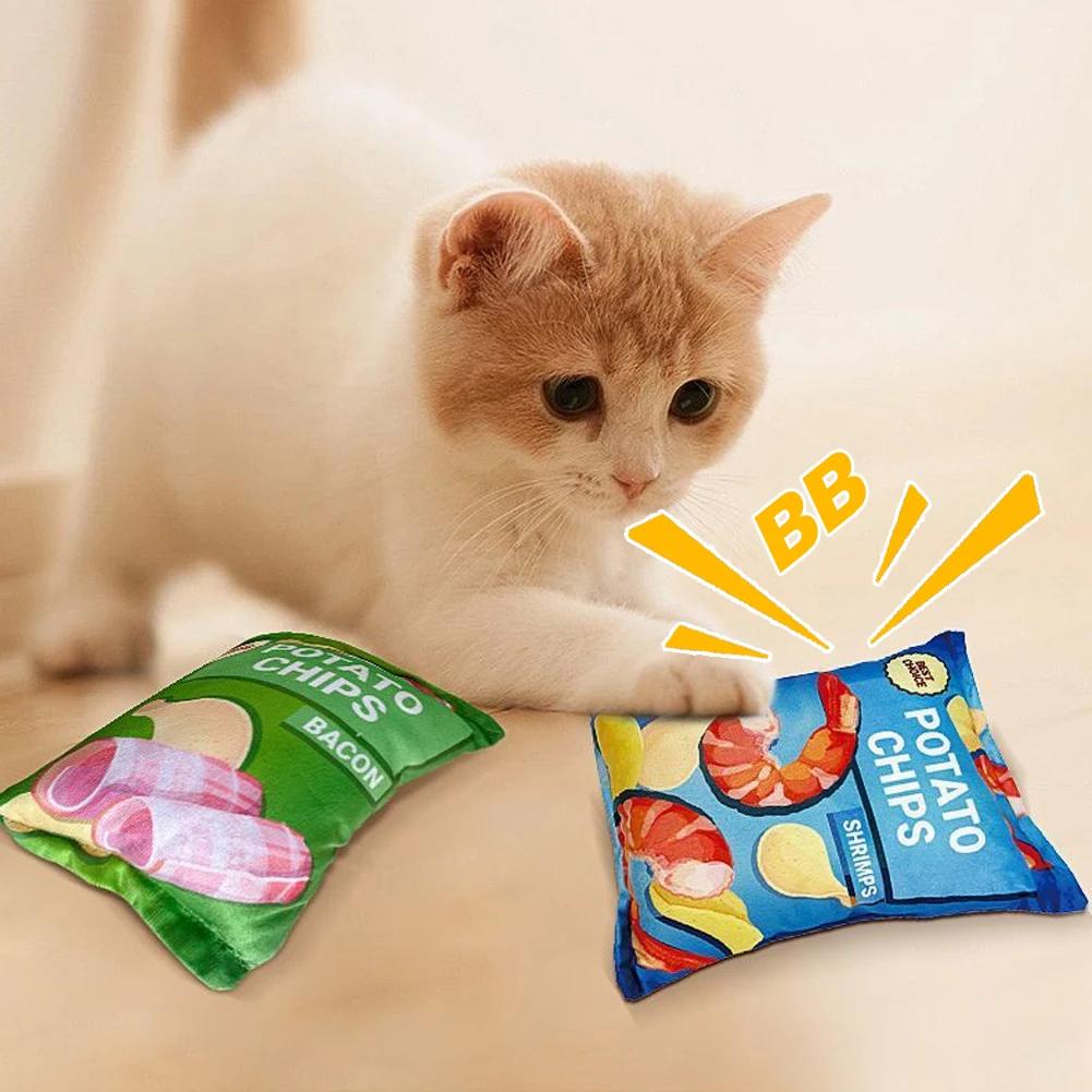 

Dog Toy Training Dolls With Sound Pets Entertainment Potato Chips Stuffed Pillow Simulated Cat Bread Interactive Chewing Toys зелёный