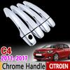 For Citroen C4 MK2 2011-2017 Chrome Handle Cover Trim Set C4L 2012 2013 2014 2015 2016 Car Accessories Stickers Car Styling