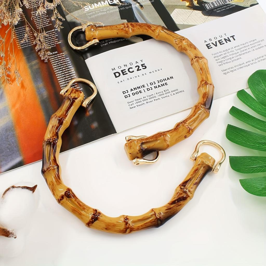 EcoChic Handmade Woven Bag Handles | Resin Bamboo-Style Crafted Plastic Carry Loops, DIY Replacement Handles for Handbags