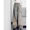 Jeans Retro Large pour Femmes Grande Taille avec Broderie Amusante de Chiens