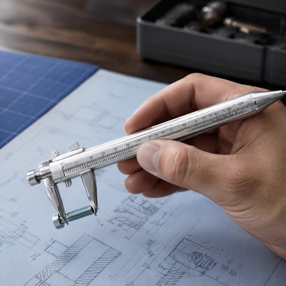 8pcs 0-100mm Range Measuring Roller Pen 0.05mm Accuracy Multifunction Caliper Pen For Drafting Work