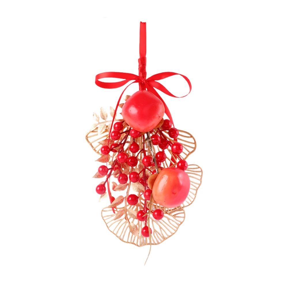 Facai Red Fruits Lucky Charm Gold&red Drop Ornaments Creative Hanging Pendent  Gift