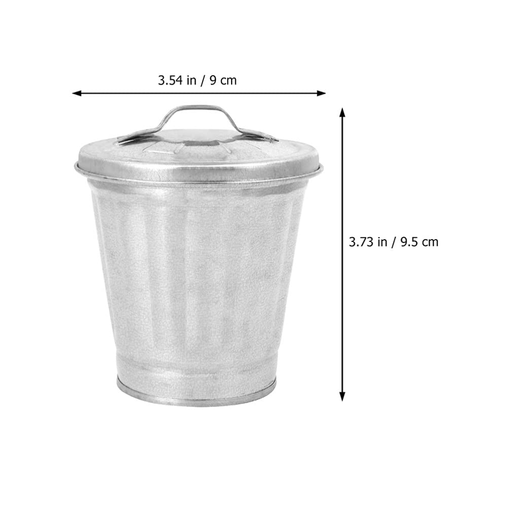 Jojofuny Desktop Mini Trash Can - Iron Garbage Bin, Pencil Cup Holder, Wastebasket, Flower Pot for Home, Kitchen, Office - Silver