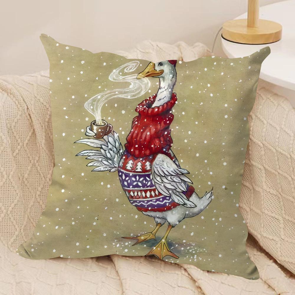Cute Animal Snowflake Retro Cushion Cover Silky Short Plush Invisible Zipper Dustproof Sofa Pillow Case For Home Decor