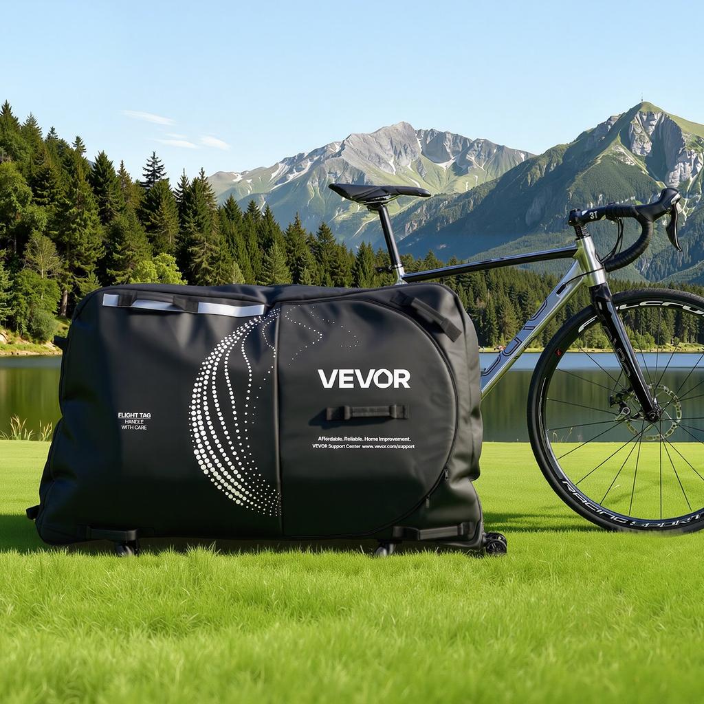 VEVOR Bike Travel Bag, Transport Universal Bicycle Storage Case Bag with TSA Lock, Support Plates, Protection and Fork Mount Stabilisation