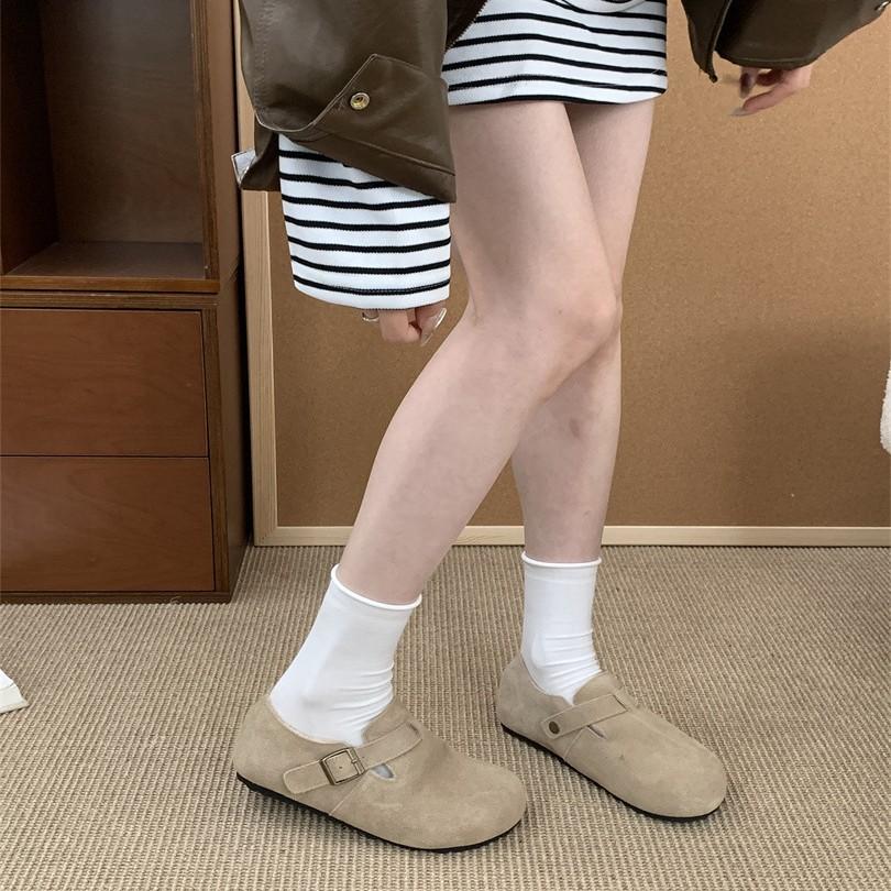 3CM Thick-soled Bag Head Half Slippers Women's Autumn New Mori Retro Lazy Soft Ugly Cute Shoes