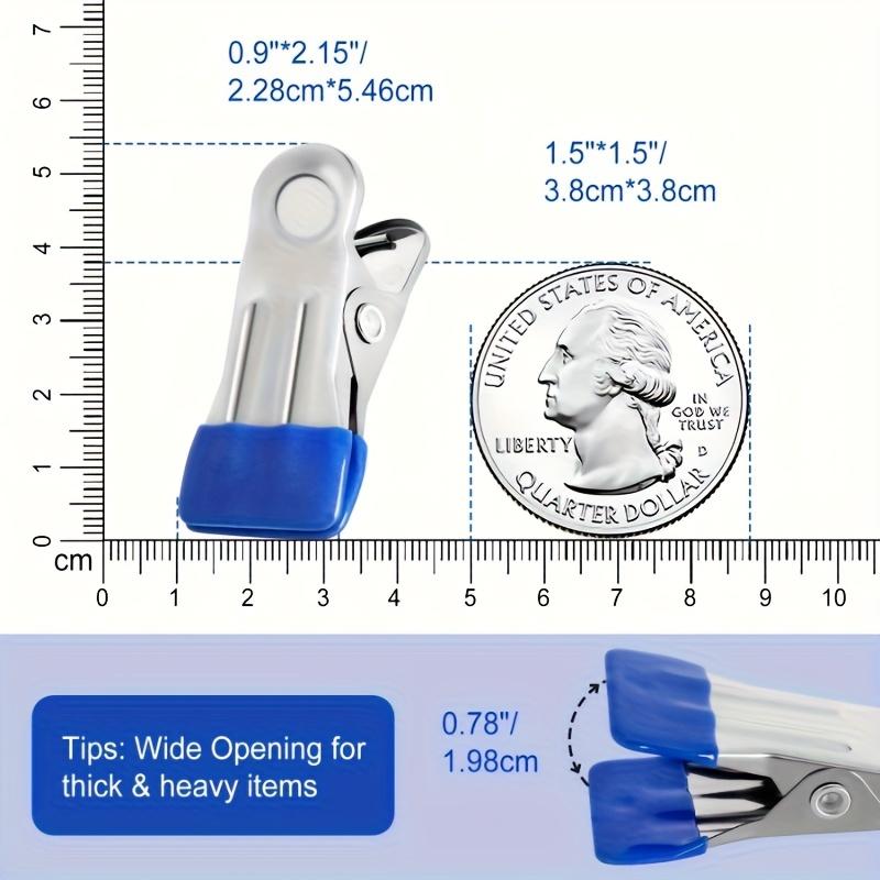 50pcs Heavy Duty Stainless Steel Clothespins with Blue Non Slip Grips Rustproof Multi Purpose Clips for Laundry,Beach,Kitchen,Crafts Home Organization