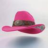 Creative One-word Top Curled Denim Top Hat Metal Bow Embroidery Pattern Stage Performance Party Hat