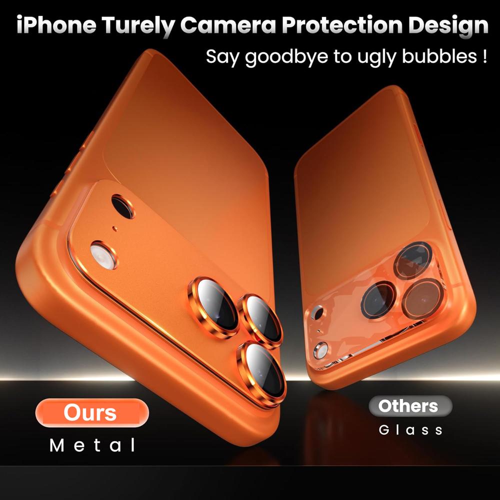 2 Sets Luxury Metal Camera Lens Protector for iPhone 17 16 15 14 Pro Max Aluminum Alloy Camera Film Original Color Tempered Glass Lens Protector