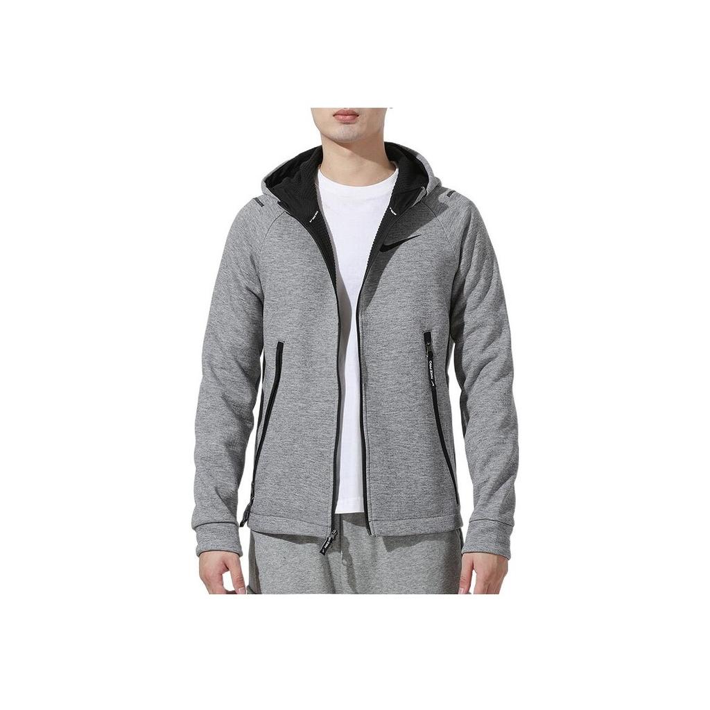 Nike Knit Sport Hooded Logo Jacket Men Outerwear Grey DD1879-010