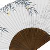 [Oshare Kimono Iroha] High-Quality Hand-Painted Folding Fan, Made in Japan, Carved Dark Wood Ribs, S