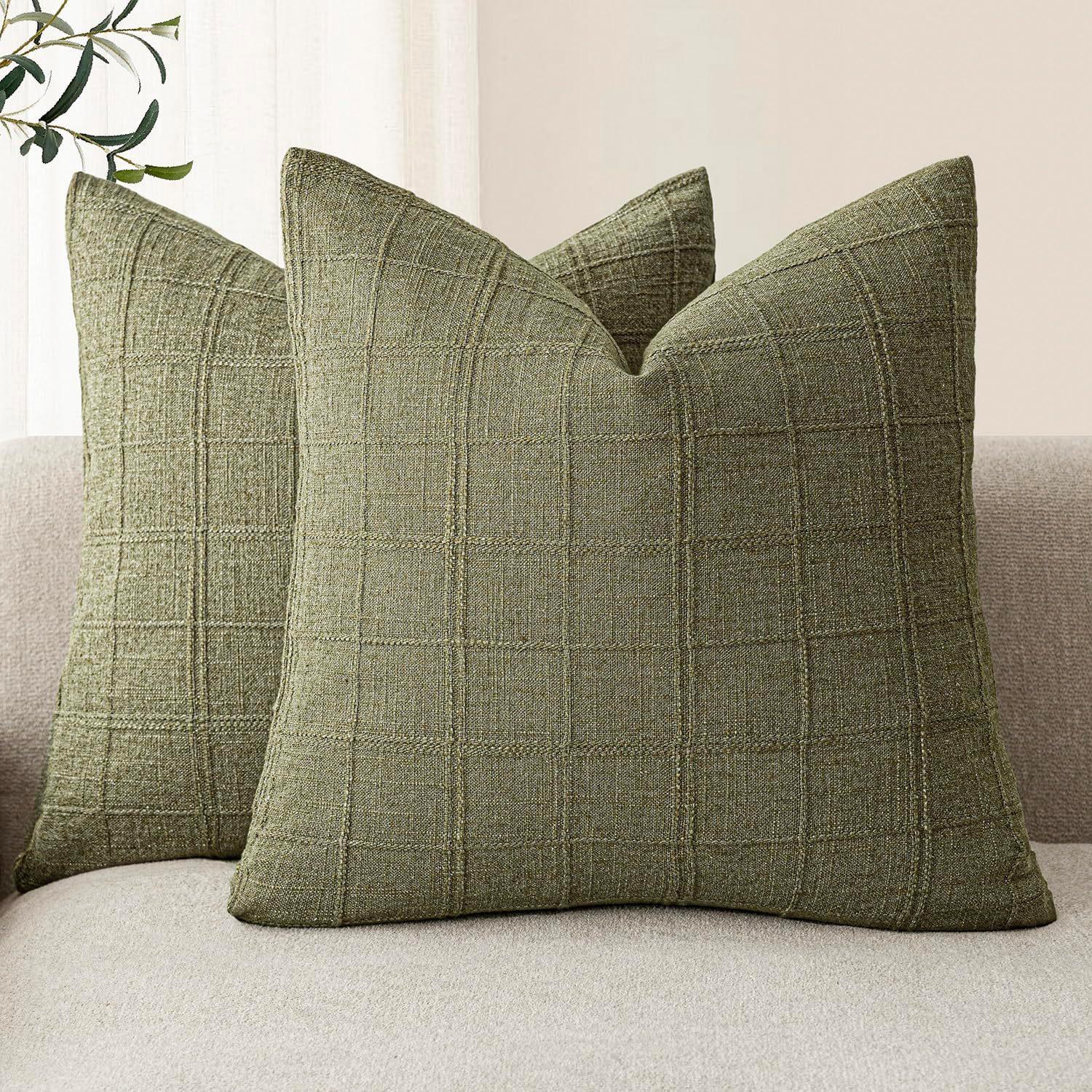 Groene Vierkante Kussensloop Moderne Chenille 45x45CM Decoratieve Kussensloop Boerderij Stijl Bank Kussenhoes voor Bank Stoel Bank 40x40cm