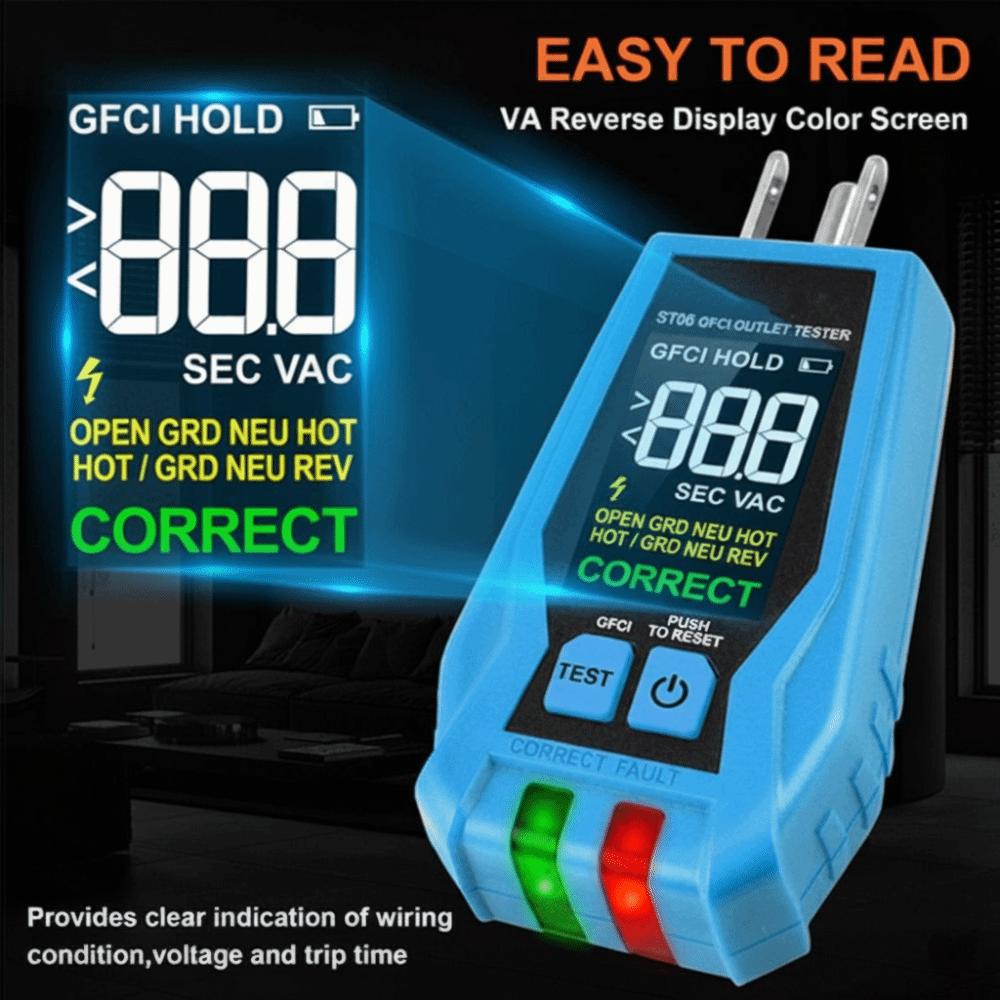 Color Screen Outlet Tester LCD Display Receptacle Tester GFCI Tester  Standard Electrical Outlet