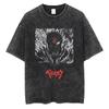 Berserk Anime Guts Charakter Vintage Gewaschenes Baumwoll-T-Shirt Retro Manga Grafik Sommer Kurzarm Locker Geschnittene Oberteile Für Männer Frauen Tägliche Freizeitkleidung