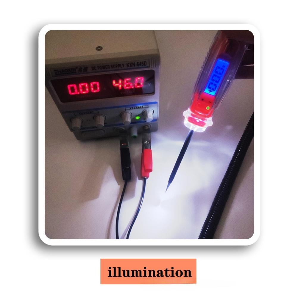 Automotive Circuit Tester with Backlit LCD and LED Indicators for Voltage Detection in Cars Trucks and Motorcycles