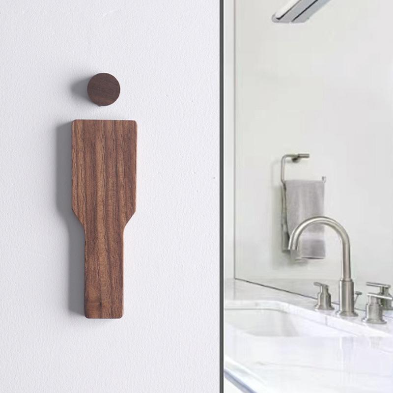 Bathroom Decoration Bathroom Sign Solid Wood Men's And Women's Toilet Sign Home Bathroom Wall Decor Restroom Sign WC Door Plate
