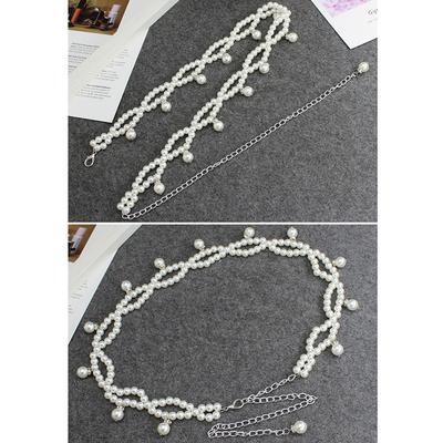 Gespleißter Perlen Damen Gürtel Elegant Vielseitig Elastische Taille Design Mode Perlenbesatz Vielseitig Frühling Sommer