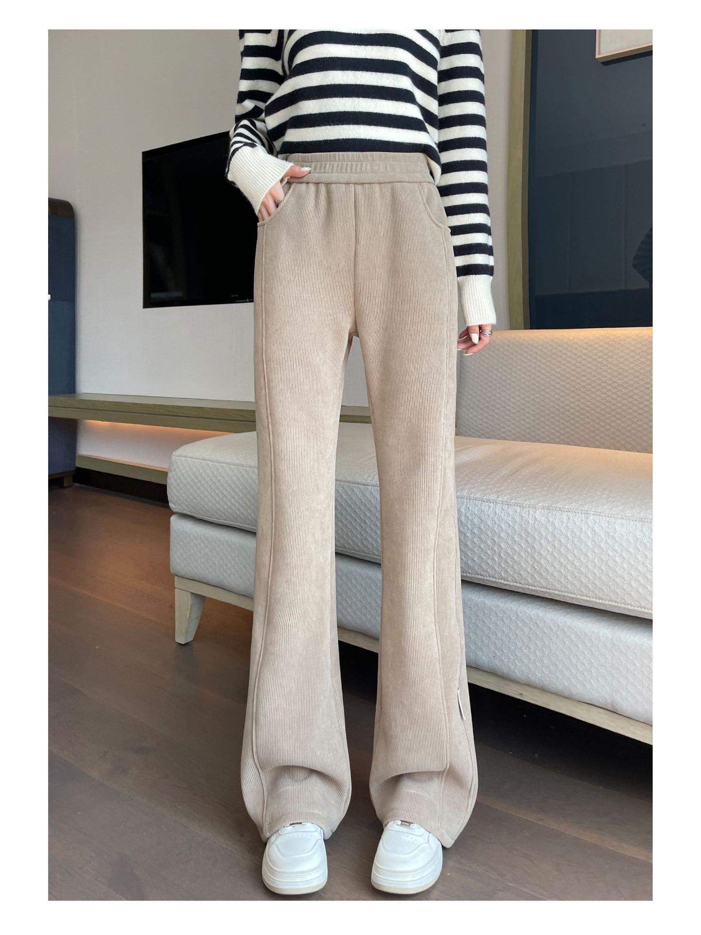 Women s Corduroy Lambswool Micro-Flare Velvet-Lined Pants 3XL