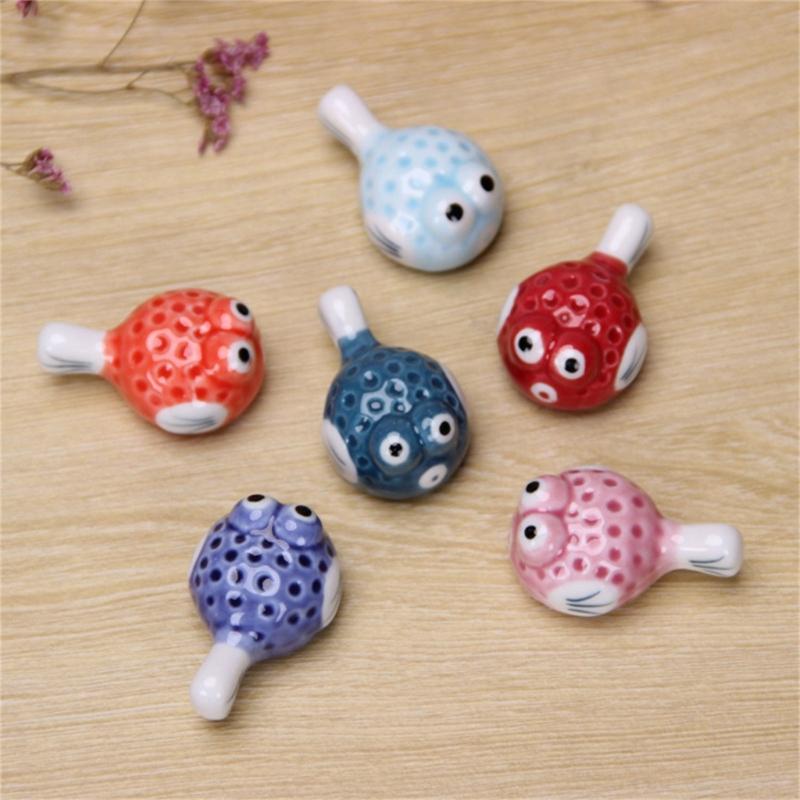 6 Pieces Cute Pufferfish Shaped Ceramic Chopstick Rests Spoon Fork Holder Ceramic Chopstick Holders for Kitchen Utensil