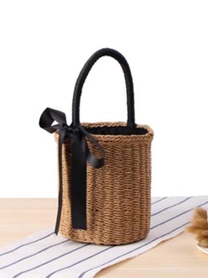 Round Cylinder Woven Handheld Bag: Versatile Summer Beach & Casual Women's Accessory
