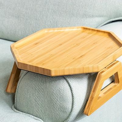 Foldable Bamboo Sofa Armrest Tray: Perfect As An Instant Stable Side Table For Sofas -9.84 Inches X 5.12 Inches
