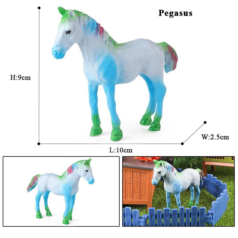 Oenux New Mythical Elf Pegasus Fairy Tale Fly Horse Kids Toy Action Figures Animal Model Cute Girl Birthday Gift Cake Toppers