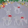 Christmas Reindeer Light Decoration Set of 3 for Yard Garden and For Home Outdoor Holiday Scene with Metal Frame and LED Lights