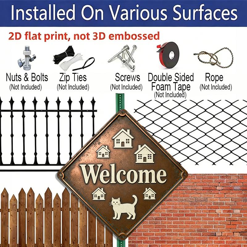 2D Flat, 1pc Vintage House-Themed Metal Wall Sign - Housewarming Gift Suitable for Front Door, Entryway, Living Room - Aluminum House Plaque for