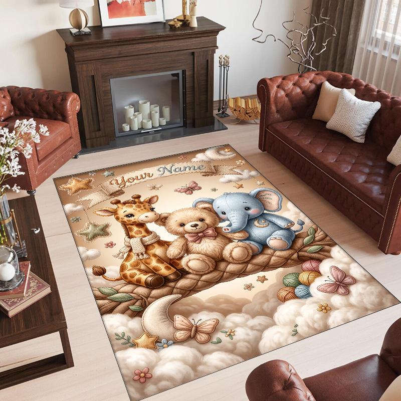 Family Friends Theme Crystal Velvet Rug Personalized Custom Name Text Soft Floor Mat Home Decor