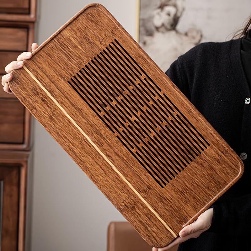 Rectangular Bamboo Tea Tray with Drainage