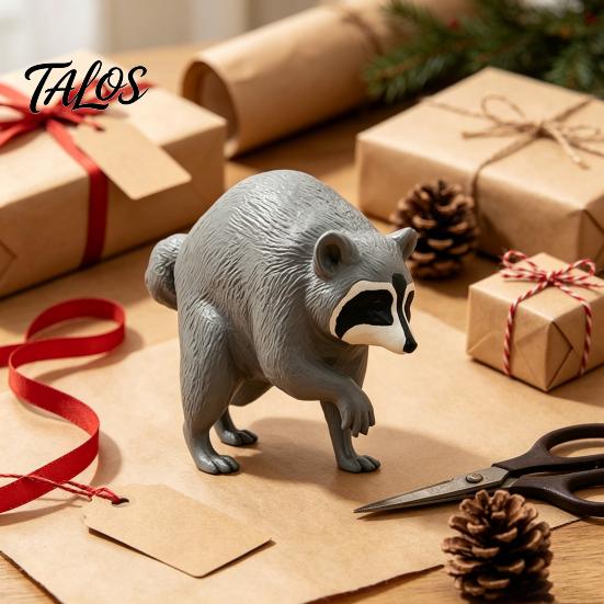 Feine Handwerkskunst Ornamente 3D-gedruckte Waschbärfigurine, Realistische Tierstatue, Dekoratives Schreibtischornament Bunte Wohnaccessoires für Wohnzimmer