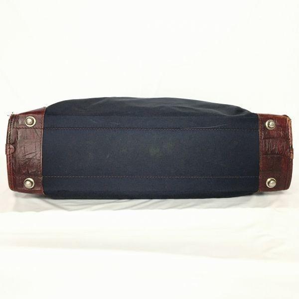 2way! Orobianco Briefcase Boston Bag Document Business Bag Dark Navy Strap Included(USED)