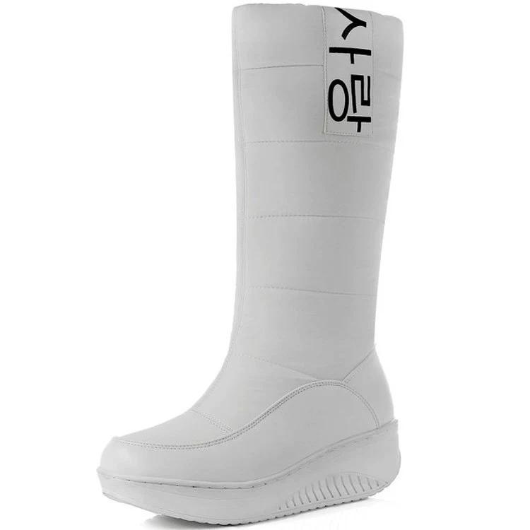 Women's Snow Boots Women Shoes South Korea Style Platform Boots Wedges Mid Calf Boots Female Plush Winter Boots