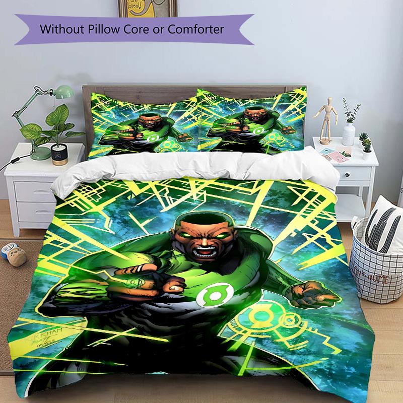 3pcs Green Lantern Cover Set,Soft Comfortable Duvet Cover,Guest Room (1*Duvet Cover + 2*Pillowcases, Without Core) yy251024077