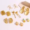 Stainless Steel Flower-shaped Earrings with Irregular Pleated Smooth Surface. Versatile Geometric Accessories for Women.
