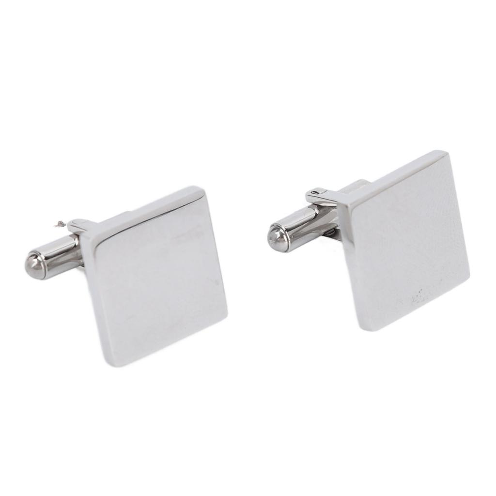 Herren Manschettenknöpfe Silber Tetragonum Manschettenknopf Rohlinge Galvanisierungsverfahren 316L Edelstahl Manschette